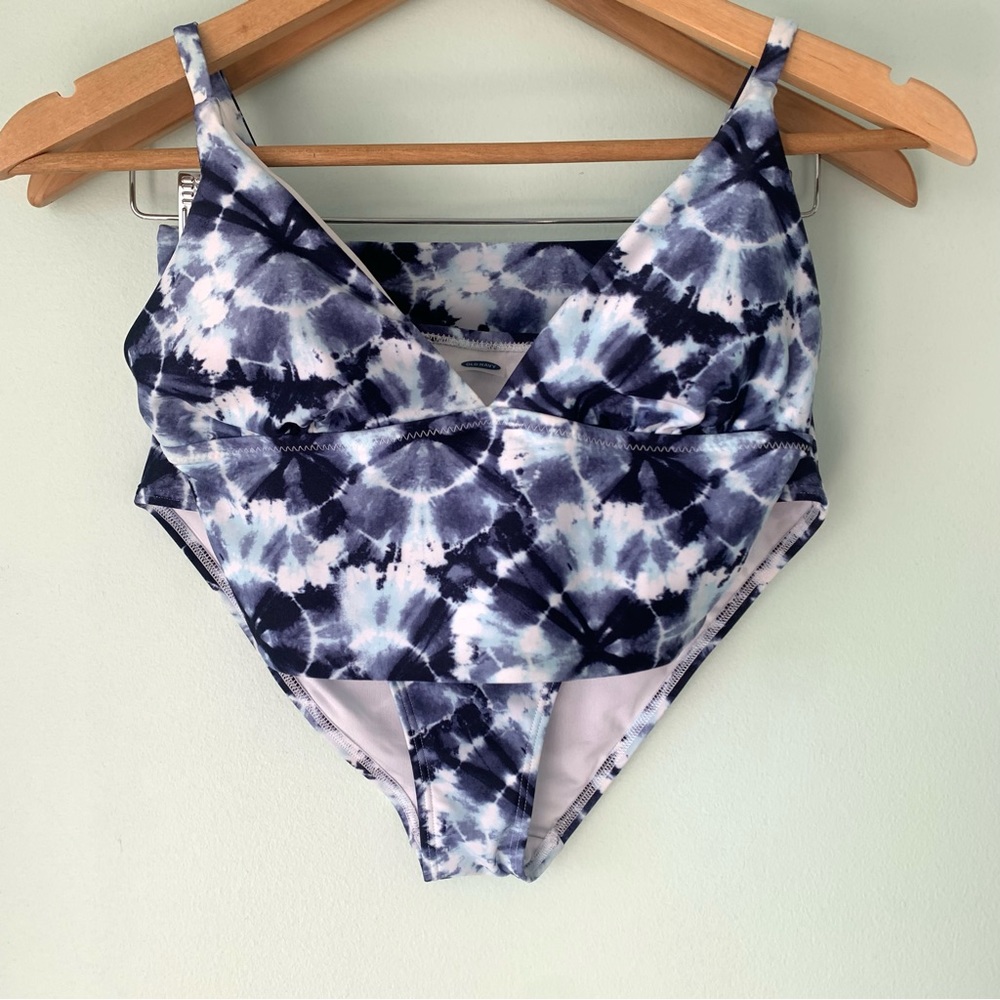 NWT Old Navy Blue Tie Dye High Waist Tankini Bikini 2 Piece Set Small S